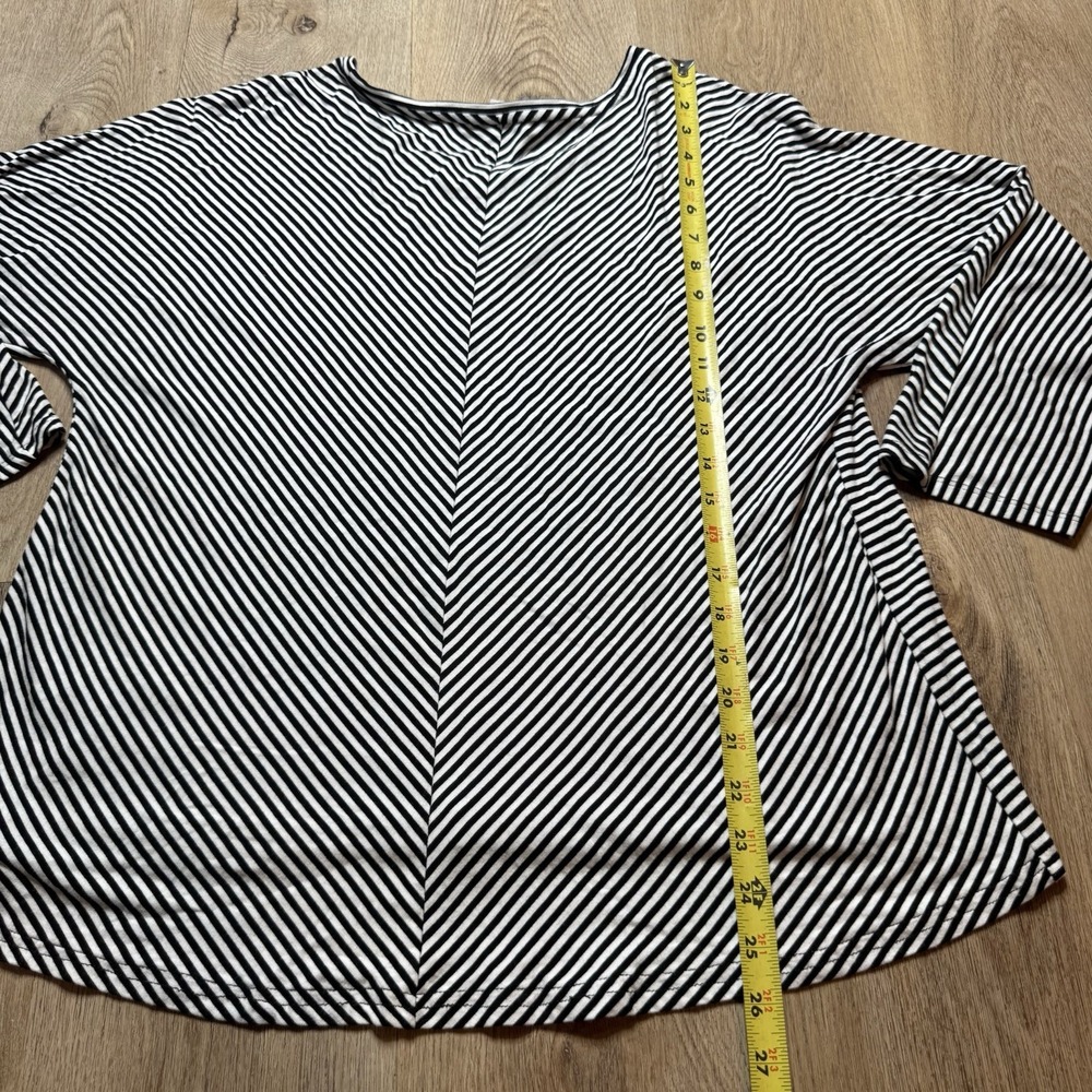 Chico's‎ women's black and white stripe 3/4 sleeve top Size L - Picture 5 of 6